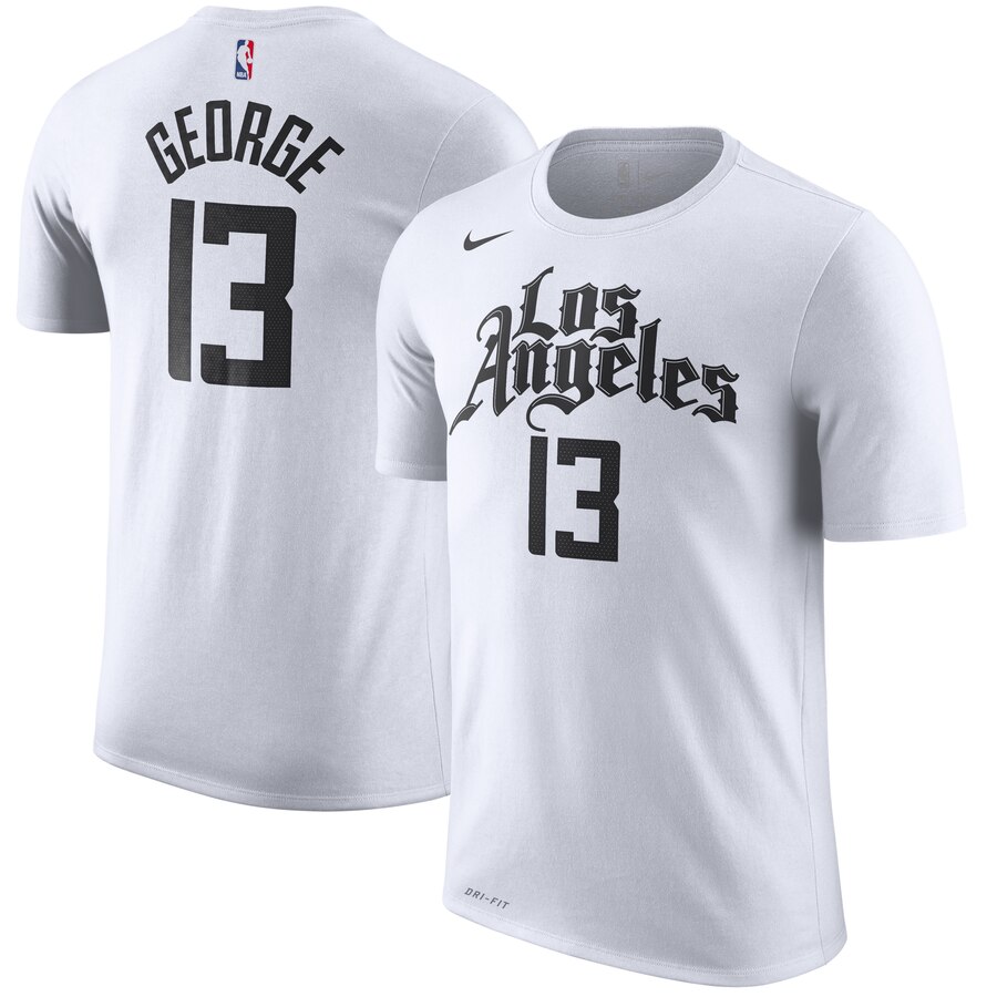 Men 2020 NBA Nike Paul George LA Clippers White 201920 City Edition Name Number TShirt